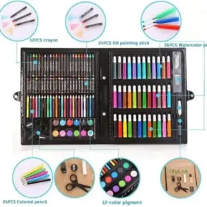 150 Pcs Kids Art and Craft Set with Carry Case Drawing Painting Kit with Markers Crayons Watercolors Color Pencils (Multicolor) ( default, OS )