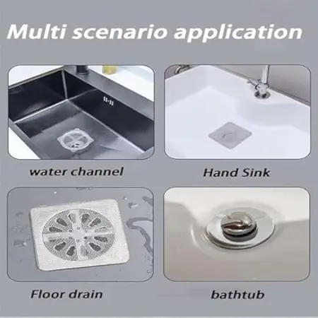 7KlN5NXkok5mVPUFSJHu0mO3UAdI94vVJ8Va6TbO.webp 10 Pcs Shower Drain Mesh Stickers | Disposable Hair Catcher Drain Covers | Bathroom Floor Drain Filter for Sink, Bathtub, Laundry & Kitchen ( default, OS )