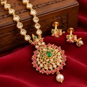 Diva Fancy Diamond Gold-Plated Finish Jewellery Set – Necklace & Earrings, Pack of 2 ( gold, OS )