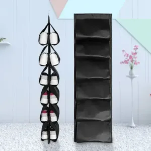 12 Grids Hanging Storage Bag (1 Pc / 12 Pocket / Mix Color) ( black, Standard ).