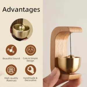 Wooden Door Bell – Handcrafted Hanging Chime with Metal Bell for Home Entrance Décor ( brown, OS )
