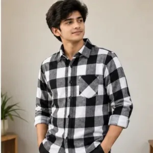 Boys Stylish Checkered Cotton Casual Winter Shirt – Full Sleeve ( default, 15-16 Years )