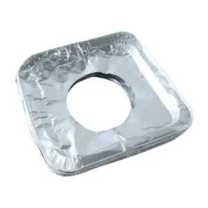 Aluminium Gas Stove Protector Covers – 10 Pc Disposable 23×23 cm | Kitchen Burner Spill & Grease Protection Sheets ( silver, OS )