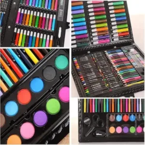 150 Pcs Kids Art and Craft Set with Carry Case Drawing Painting Kit with Markers Crayons Watercolors Color Pencils (Multicolor) ( default, OS )