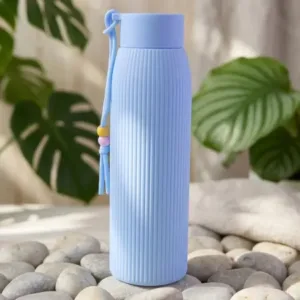 Ribbed Glass Water Bottle | Leakproof Reusable Drinking Bottle for Office, Gym & Travel (300ml) ( default, OS )