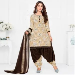 French Crepe Printed Salwar Suit Dress Material – Unstitched 3-Piece Suit Set with Chiffon Dupatta ( multicolor, Un Stitched )