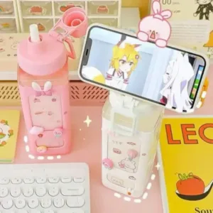 700ml Kawaii Water Bottle with Straw – Cute Plastic Bottle ( default, OS )
