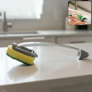 Soap Dispensing Dishwand Scrubber Brush with Built-In Liquid Dispenser (1 Pc) ( default, OS )