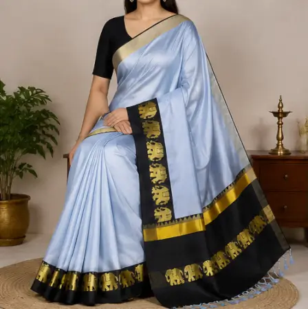 PhrVhfbzX6CjTFkGjkzkx1WxKWZNSevvx2McpcQD.webp Elephant Design Cotton Silk Saree with Running Blouse Piece ( grey, Free Size )