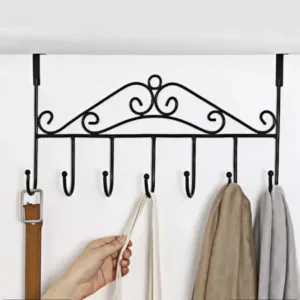 Over The Door Hanger Rack 7 Hooks Decorative Organizer Hook Rack Stylish Door Hanger Door Hook Hangers with 7 Hooks, Metal Hanging Rack for Home Office Use ( default, Standard ).