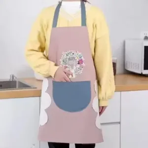 Kitchen Apron Cute Bear With Center Pocket Hand Towel | Waterproof Unisex Cooking Apron | Washable PVC Polyester (Pack of 1) ( default, Standard )