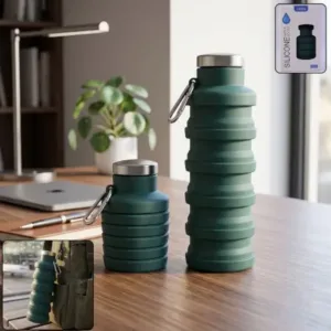 Foldable Silicone Water Bottle – Collapsible Leak-Proof Travel Bottle with Carabiner for Sports, Gym & Outdoor Use ( default, OS )