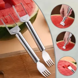 2-in-1 Stainless Steel Watermelon Slicer & Fruit Fork – Watermelon Cutter, Cube Maker & Serving Tool ( default, OS )