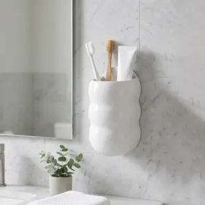Plastic Caterpillar Shape Self-Adhesive Wall Toothbrush and Storage Holder ( white, OS )
