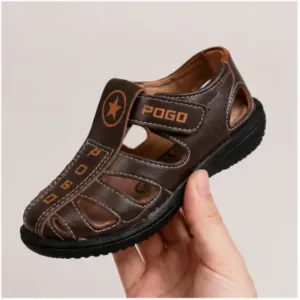 Kids Sandals for Boys & Girls – Lightweight Comfortable Casual Sandals with Soft Footbed & Velcro ( brown, 9-10 Years )