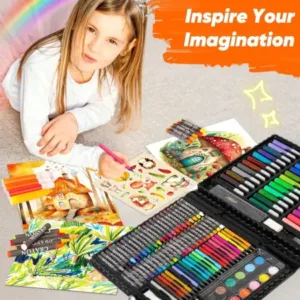 150 Pcs Kids Art and Craft Set with Carry Case Drawing Painting Kit with Markers Crayons Watercolors Color Pencils (Multicolor) ( default, OS )