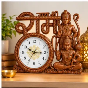 Designer Stylish Hanuman Ji Wall Clock with Jai Shree Ram – 25 cm Analog Clock ( default, OS )