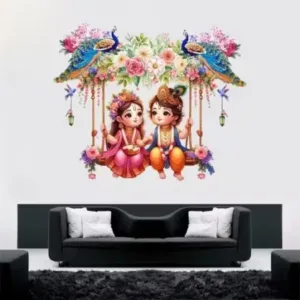 Cute Little Radha Krishna Wall Decor Sticker ( default, Standard )