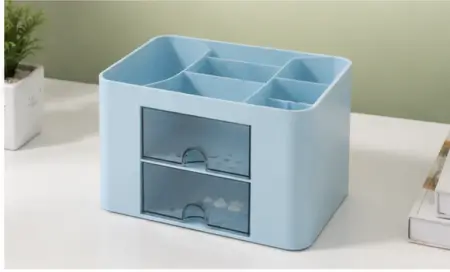 onp0mhWZYQ68eF0Mf6uokUSR3SnO38CYqqh1Sw2D.webp Desk Organiser – 5 Compartments & 2 Drawers Multifunctional Stationery Storage Organizer ( Sky Blue, OS )