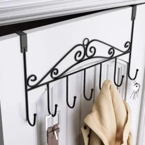 Over The Door Hanger Rack 7 Hooks Decorative Organizer Hook Rack Stylish Door Hanger Door Hook Hangers with 7 Hooks, Metal Hanging Rack for Home Office Use ( default, Standard ).