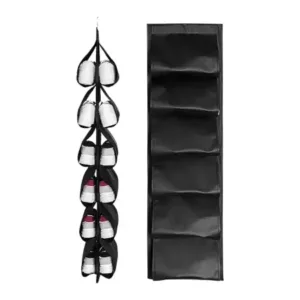 12 Grids Hanging Storage Bag (1 Pc / 12 Pocket / Mix Color) ( black, Standard ).