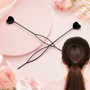 Heart-Shaped Hairpin Set – Stylish Black Clips for All Hair Types ( default, OS )