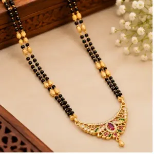 Mangalsutra for Women – 1 Gram Gold Plated Brass Multiple Strand with CZ/AD Stones ( default, OS )