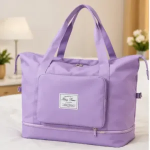 Foldable Nylon Duffle Bag for Women & Girls – Large Capacity Waterproof Travel Weekender Bag ( default, OS )