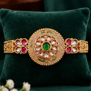 Bracelet for Girls and Women – Gold Plated Brass Link Bracelet with Artificial Stones ( default, OS )