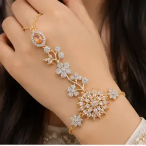 Fancy Women’s Brass Bracelet – Adjustable Free Size with Stone Work ( default, OS )