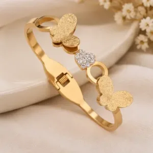 Bracelet for Women – Gold Plated Brass Cuff with CZ/AD Stones ( default, OS )