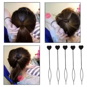 Heart-Shaped Hairpin Set – Stylish Black Clips for All Hair Types ( default, OS )