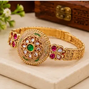 Bracelet for Girls and Women – Gold Plated Brass Link Bracelet with Artificial Stones ( default, OS )