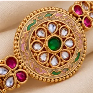 Bracelet for Girls and Women – Gold Plated Brass Link Bracelet with Artificial Stones ( default, OS )