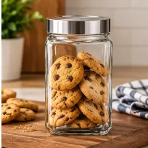 1000ml Glass Storage Jar Set of 2 with Steel See-Through Lid ( default, OS )