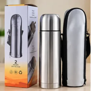 500ml Stainless Steel Vacuum Flask with Carry Bag – Hot & Cold Bottle ( default, OS )