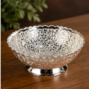 Silver Plated Bowl Set with Spoon – Festive Gift Set ( default, OS )