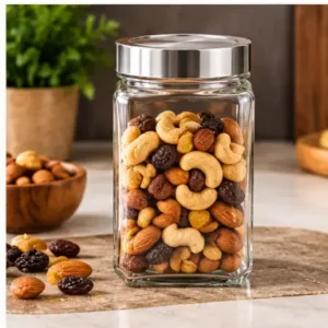 1000ml Glass Storage Jar Set of 2 with Steel See-Through Lid ( default, OS )