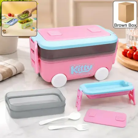 byRbf9BDQftJnoXhvGNld1rhoQcLEohMM1PliazK.webp Kids Car Shape Lunch Box with Wheels – Leakproof Multi-Compartment Lunch Box with Spoon for School & Travel ( default, OS )
