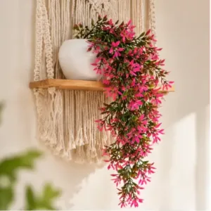 Globe Artificial Pink/Green Hanging Plant with Apple Pot & Hanging Hook ( default, OS )